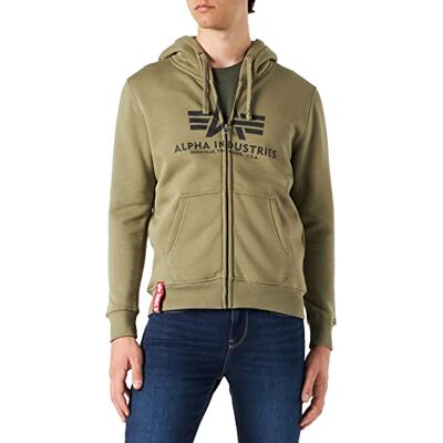 Alpha Industries Basic Zip Hoody Huvtröja Sweat för män Olive Alpha Industries Basic Zip Hoody Huvtröja Sweat för män Olive