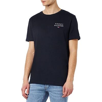 Tommy Hilfiger herr-t-shirt, kortärmad, rund halsringning, Blå (Desert Sky), S Tommy Hilfiger herr-t-shirt, kortärmad, rund halsringning, Blå (Desert Sky), S