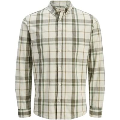 JACK & JONES Jprblubrook Slub Check L/S skjorta, Teblad, M JACK & JONES Jprblubrook Slub Check L/S skjorta, Teblad, M
