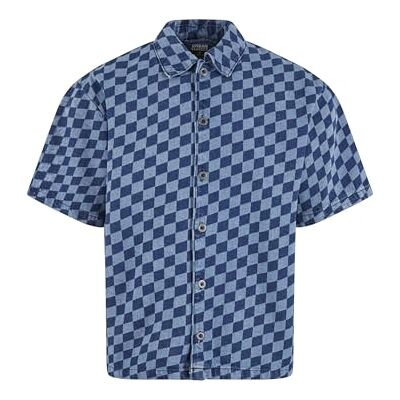 Urban Classics Laser Check Tryckt boxy-skjorta för män, bluelasercheck, XL Urban Classics Laser Check Tryckt boxy-skjorta för män, bluelasercheck, XL