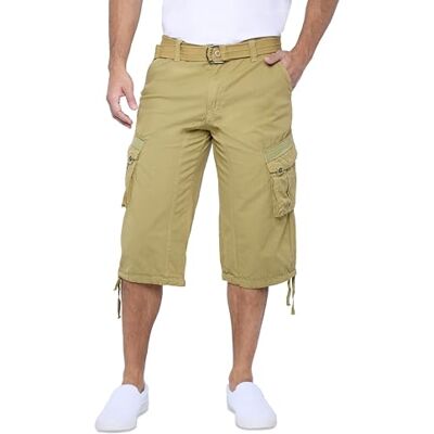 X RAY Herr Belted taktisk cargo långa shorts 45 cm (18 tum) inseam Below Knee längd multificka 3/4 Capri byxor kaki storlek 32 X RAY Herr Belted taktisk cargo långa shorts 45 cm (18 tum) inseam Below Knee längd multificka 3/4 Capri byxor kaki storlek 32