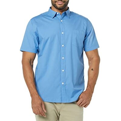 Amazon Essentials mäns Slim-Fit kortärmad poplin-skjorta, ljusblå, Large Amazon Essentials mäns Slim-Fit kortärmad poplin-skjorta, ljusblå, Large