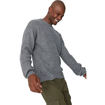 Trendyol Herr TMNAW21KZ0552 sweatshirt, grå, S, Grått, S Trendyol Herr TMNAW21KZ0552 sweatshirt, grå, S, Grått, S