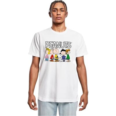 MERCHCODE T-shirt för män, Peanuts Group Tee, normal passform, bomull 100%, XS, Vit, XS MERCHCODE T-shirt för män, Peanuts Group Tee, normal passform, bomull 100%, XS, Vit, XS
