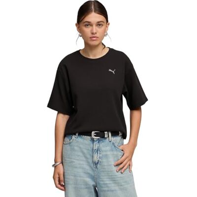 PUMA ESS upphöjd avslappnad t-shirt svart PUMA ESS upphöjd avslappnad t-shirt svart