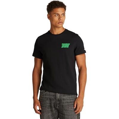 Tommy Jeans herr TJM SLIM BUBBLE TRYCK SS TEE EXT S/S t-shirt, svart, XS, svart (svart), XS Tommy Jeans herr TJM SLIM BUBBLE TRYCK SS TEE EXT S/S t-shirt, svart, XS, svart (svart), XS