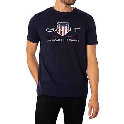 GANT Herr Reg Archive Shield Ss T-shirt, Kvällsblå, 5XL GANT Herr Reg Archive Shield Ss T-shirt, Kvällsblå, 5XL