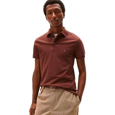 Tommy Hilfiger Short Sleeve Pikétröjor i smal passform med stretch och organisk pikébomull kortärmad pikétröja i smal passform med bomull stretchig och ekologisk pikett för män (1 pack), Ren brun, XL Tommy Hilfiger Short Sleeve Pikétröjor i smal passform med stretch och organisk pikébomull kortärmad pikétröja i smal passform med bomull stretchig och ekologisk pikett för män (1 pack), Ren brun, XL