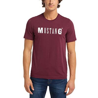 MUSTANG T-shirt för män stil Alex C tryck, Röd (Dark Red 7184), M MUSTANG T-shirt för män stil Alex C tryck, Röd (Dark Red 7184), M