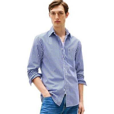 Tommy Hilfiger Herr Flex POPLIN Gingham-skjorta MW0MW39452 L/S skjorta, blå (kilblå/rutig), L, Blå (kil blå/rutig), L Tommy Hilfiger Herr Flex POPLIN Gingham-skjorta MW0MW39452 L/S skjorta, blå (kilblå/rutig), L, Blå (kil blå/rutig), L