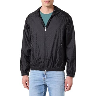 Giorgio Armani Men's Essential, on Tone Monogram-logotyp Texture Blouson Jacket, svart, XXL, svart, XXL Giorgio Armani Men's Essential, on Tone Monogram-logotyp Texture Blouson Jacket, svart, XXL, svart, XXL