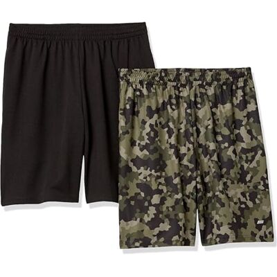 Amazon Essentials Men's Performance Tech shorts med lös passform (finns i Big & Tall), Pack of 2, Grön Geo-kamouflage/Svart, S Amazon Essentials Men's Performance Tech shorts med lös passform (finns i Big & Tall), Pack of 2, Grön Geo-kamouflage/Svart, S