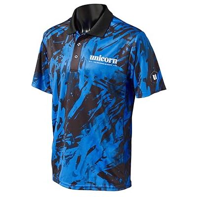 Unicorn Dart-skjorta Pro-Tech Camo Cool andningsbar mjuk känsla mikronät 3-tuk polyester svart krage och vit enhörningslogotyp Finns i 5 färger och storlekar S till XXXXL Unicorn Dart-skjorta Pro-Tech Camo Cool andningsbar mjuk känsla mikronät 3-tuk polyester svart krage och vit enhörningslogotyp Finns i 5 färger och storlekar S till XXXXL