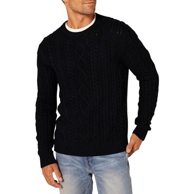 Amazon Essentials Herr långärmad 100% bomull fiskare kabel rund hals tröja, svart, liten Amazon Essentials Herr långärmad 100% bomull fiskare kabel rund hals tröja, svart, liten