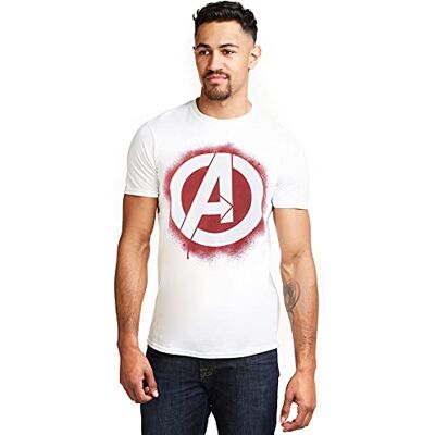 Marvel Avengers stencil för män logo t-shirt, Vitt, M Marvel Avengers stencil för män logo t-shirt, Vitt, M