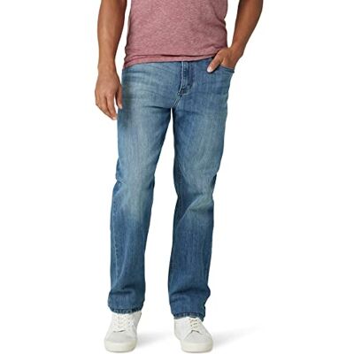 Wrangler Free to Stretch-jeans för män, normal passform, stålblå, 32W / 30L Wrangler Free to Stretch-jeans för män, normal passform, stålblå, 32W / 30L