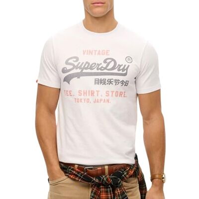 Superdry Herr T-Shirt Décontracté Avec Logo Vintage Heritage, Optic Superdry Herr T-Shirt Décontracté Avec Logo Vintage Heritage, Optic