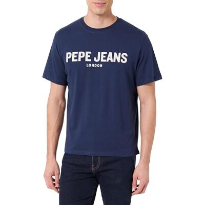 Pepe Jeans herr M Basic stor logotyp t-shirt, blå (marinblå), M, Blå (marinblå), M Pepe Jeans herr M Basic stor logotyp t-shirt, blå (marinblå), M, Blå (marinblå), M