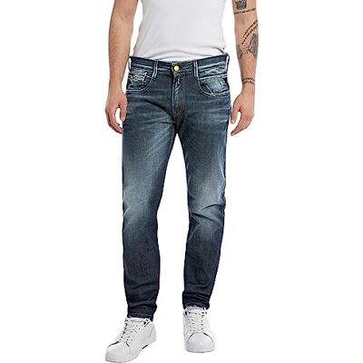 Replay Herrjeans Anbass smal passform av komfort denim, Mörkblå 007, 29W / 30L Replay Herrjeans Anbass smal passform av komfort denim, Mörkblå 007, 29W / 30L