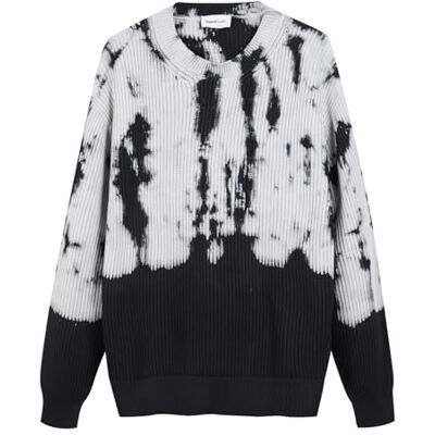 Diana Studio Tye Dye rund hals, svart-grå herr, ull, långa ärmar, storlek L, normal passform, Flerfärgad, L-XXL Diana Studio Tye Dye rund hals, svart-grå herr, ull, långa ärmar, storlek L, normal passform, Flerfärgad, L-XXL