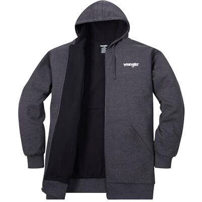 Wrangler Huvtröjor för män stora och långa – termisk fodrad tröja med dragkedja, Träkol ljung/svart, 2X Wrangler Huvtröjor för män stora och långa – termisk fodrad tröja med dragkedja, Träkol ljung/svart, 2X