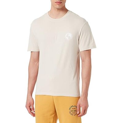 JACK & JONES T-shirt för män crew neck, Moonbeam, S JACK & JONES T-shirt för män crew neck, Moonbeam, S