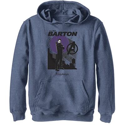 Marvel Hawkeye röd måne skyline hoodie, Heather Navy, S, Ljung marinblå, S Marvel Hawkeye röd måne skyline hoodie, Heather Navy, S, Ljung marinblå, S
