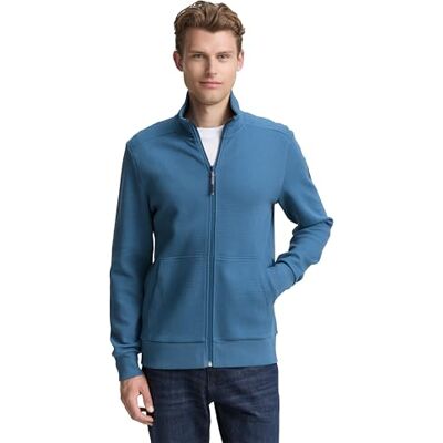 TOM TAILOR herr 1047829 sweatjacka med struktur (1-pack), 38224 – Real Teal Blue, XL TOM TAILOR herr 1047829 sweatjacka med struktur (1-pack), 38224 – Real Teal Blue, XL