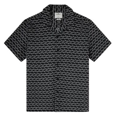 Springfield Reconsider Viscose tryckt bowlingskjorta med korta ärmar, svart, M Springfield Reconsider Viscose tryckt bowlingskjorta med korta ärmar, svart, M