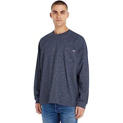 Tommy Jeans Herr TJM RLX våffelsnit t-shirt L/S stickade toppar, Twilight Navy, S Tommy Jeans Herr TJM RLX våffelsnit t-shirt L/S stickade toppar, Twilight Navy, S