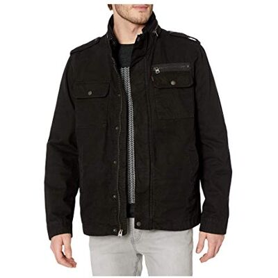 Levi's herr tvättad bomull militärjacka (vanliga och stora och höga storlekar) lätt, Svart ofylld, S Levi's herr tvättad bomull militärjacka (vanliga och stora och höga storlekar) lätt, Svart ofylld, S