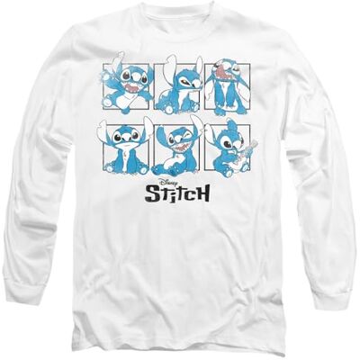 Disney Lilo och Stitch grafiska block unisex långärmad t-shirt, vit, stor, Vitt, L Disney Lilo och Stitch grafiska block unisex långärmad t-shirt, vit, stor, Vitt, L