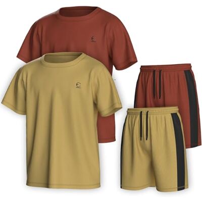 Essenclo Pojkar Kläder Set Tagless Loose Athletic Performance Crew Neck T-shirt och korta kläder Storlek 3-16 (4 delar), Set-13, 13-14 Essenclo Pojkar Kläder Set Tagless Loose Athletic Performance Crew Neck T-shirt och korta kläder Storlek 3-16 (4 delar), Set-13, 13-14