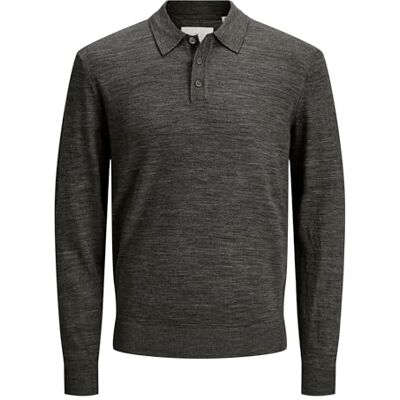 JACK & JONES Jprccmerino stickad pikétröja Sn, Torv, M JACK & JONES Jprccmerino stickad pikétröja Sn, Torv, M