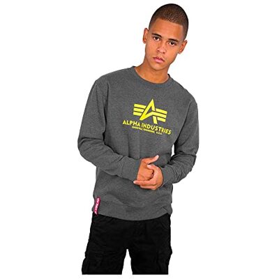Alpha Industries Basic Sweatshirt för män Charcoal Heather Alpha Industries Basic Sweatshirt för män Charcoal Heather