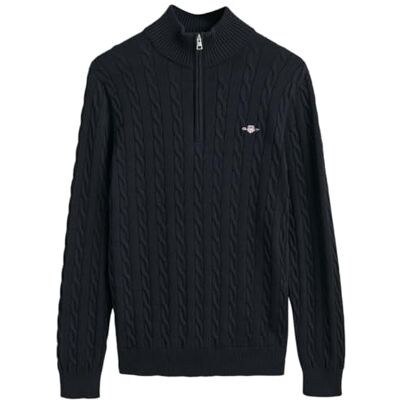 GANT Herr bomull kabel halv dragkedja tröja, Kvällsblå, 4XL GANT Herr bomull kabel halv dragkedja tröja, Kvällsblå, 4XL