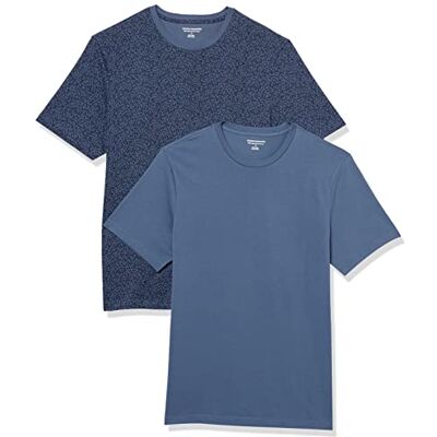 Amazon Essentials mäns Slim-Fit kortärmad rund hals t-shirt, paket med 2, marinblå blommigt tryck/tvättad blå, XX-Large Amazon Essentials mäns Slim-Fit kortärmad rund hals t-shirt, paket med 2, marinblå blommigt tryck/tvättad blå, XX-Large
