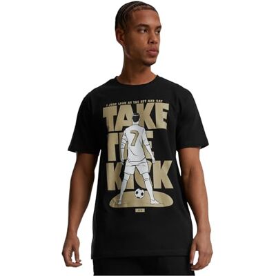 MERCHCODE Herr t-shirt fotboll kommer hem ta kick t-shirt, normal passform, bomull 100%, S, svart, S MERCHCODE Herr t-shirt fotboll kommer hem ta kick t-shirt, normal passform, bomull 100%, S, svart, S