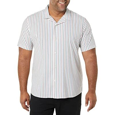 Amazon Essentials herrars standard-fit semesterskjorta, blå rosa vertikal rand, Small Amazon Essentials herrars standard-fit semesterskjorta, blå rosa vertikal rand, Small