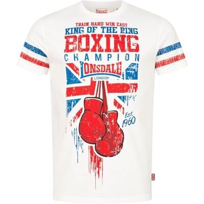 Lonsdale T-shirt för män Regular Fit CRUGMEER, vit/röd/blå, XXL Lonsdale T-shirt för män Regular Fit CRUGMEER, vit/röd/blå, XXL