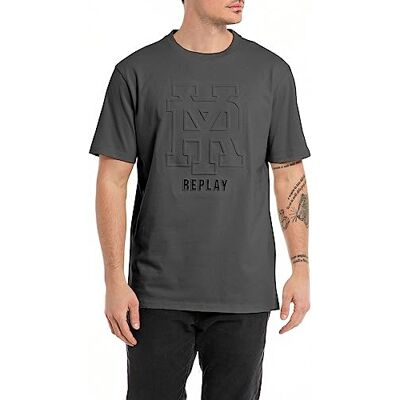Replay T-shirt för män med normal passform, 291 titan, XS Replay T-shirt för män med normal passform, 291 titan, XS