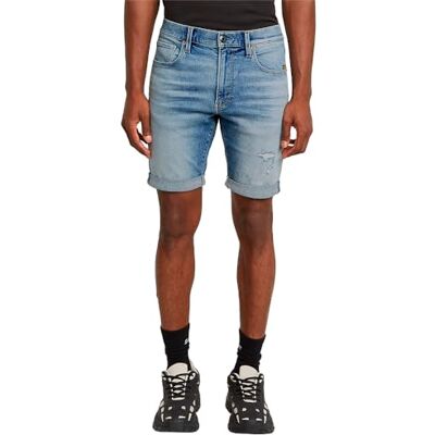 G-STAR RAW herr 3301 smala shorts, Blå (Vintage Blue Stream Destroyed D10481-d760-h071), 36W G-STAR RAW herr 3301 smala shorts, Blå (Vintage Blue Stream Destroyed D10481-d760-h071), 36W