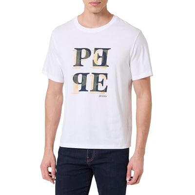 Pepe Jeans herr M säsong logo IV t-shirt, vit (vit), M, Vit (vit), M Pepe Jeans herr M säsong logo IV t-shirt, vit (vit), M, Vit (vit), M