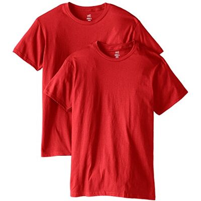 Hanes herr Nano Premium bomulls-t-shirt (förpackning med 2), Mörkröd, M Hanes herr Nano Premium bomulls-t-shirt (förpackning med 2), Mörkröd, M