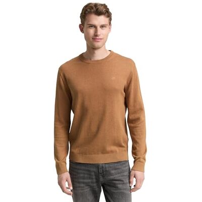 TOM TAILOR herrtröja, 39098 – Mid Brown Melange, S TOM TAILOR herrtröja, 39098 – Mid Brown Melange, S