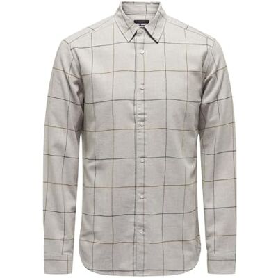 Only & Sons Herrar Onslars Ls Regular Brush Check Arbets-T-shirt, Ljusgrå melange/kontroller: manchester, L Only & Sons Herrar Onslars Ls Regular Brush Check Arbets-T-shirt, Ljusgrå melange/kontroller: manchester, L