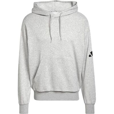 adidas Mezczyzni ESSENTIALS LOSE FIT THREE BAR TERRY HOODIE, Medium Grey Heather/Black, M adidas Mezczyzni ESSENTIALS LOSE FIT THREE BAR TERRY HOODIE, Medium Grey Heather/Black, M