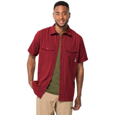 Jack Wolfskin Thompson T-shirt för herr, Deep Ruby Check, Deep Ruby Check, S Jack Wolfskin Thompson T-shirt för herr, Deep Ruby Check, Deep Ruby Check, S
