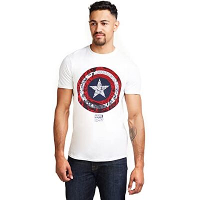 Marvel Captain America Ca Comic Shield T-Shirt för män, Vitt, XXL Marvel Captain America Ca Comic Shield T-Shirt för män, Vitt, XXL