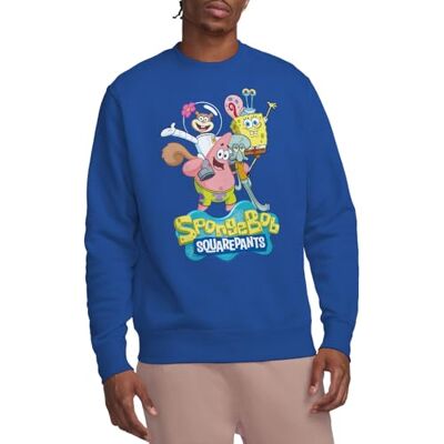 SPONGEBOB SQUAREPANTS Svampbob grupp skott crew-tröja, kungsblå, liten, Kunglig, S SPONGEBOB SQUAREPANTS Svampbob grupp skott crew-tröja, kungsblå, liten, Kunglig, S